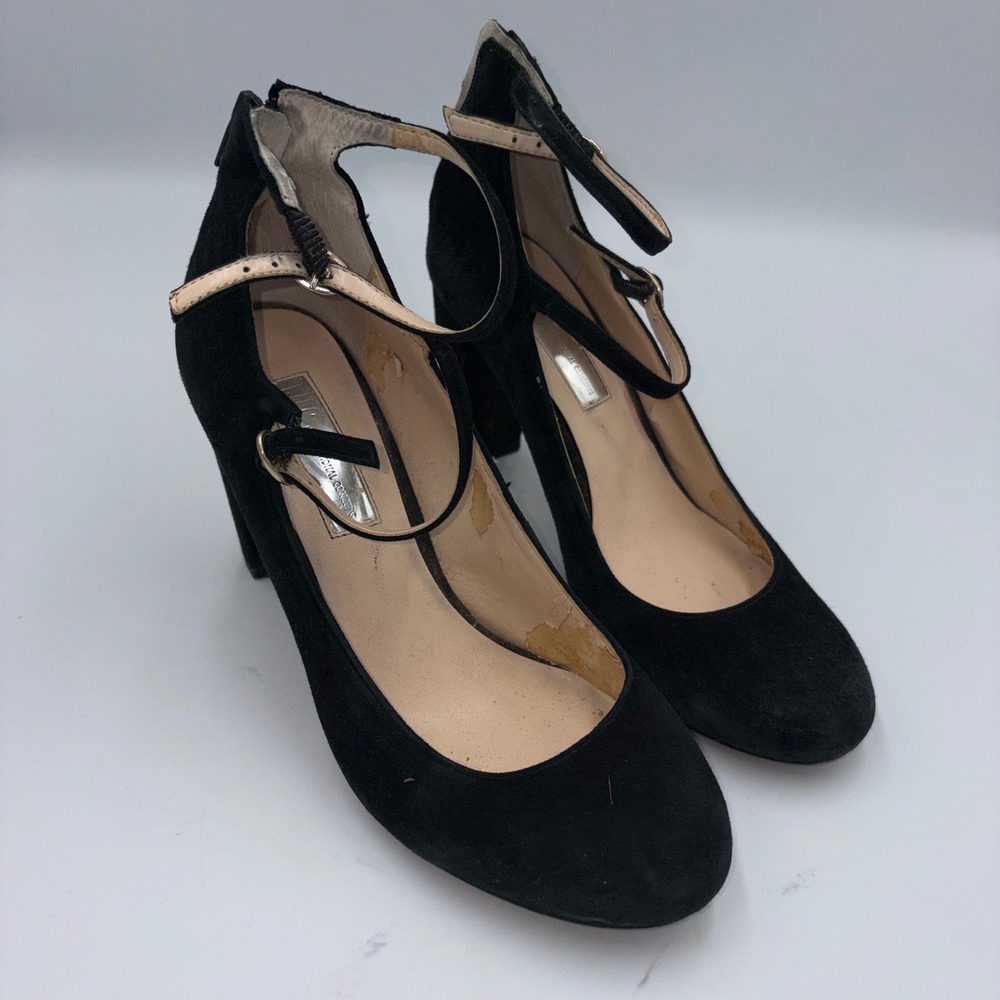 INC International Concepts Womens Black Suede Double Ankle Strap Block Heel 7M